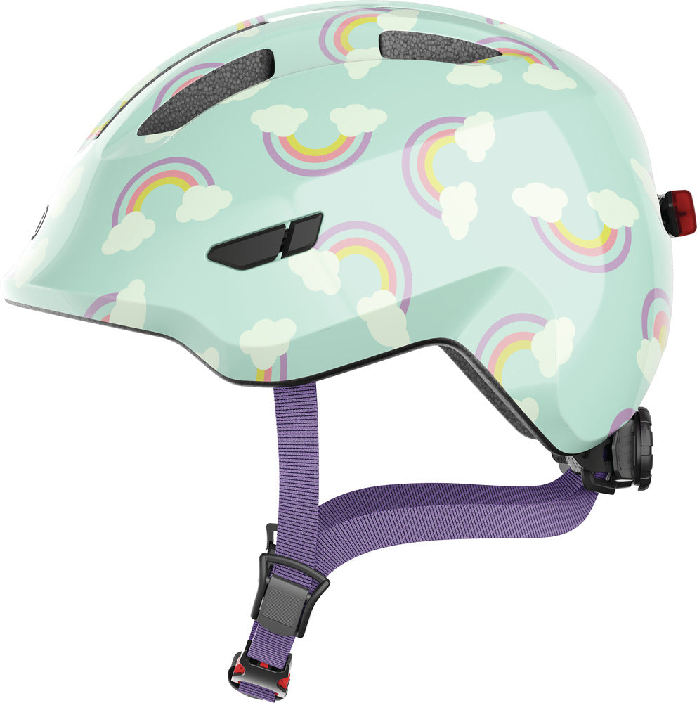 Abus Smiley 3.0 LED Kids Helmet – Blue Rainbow