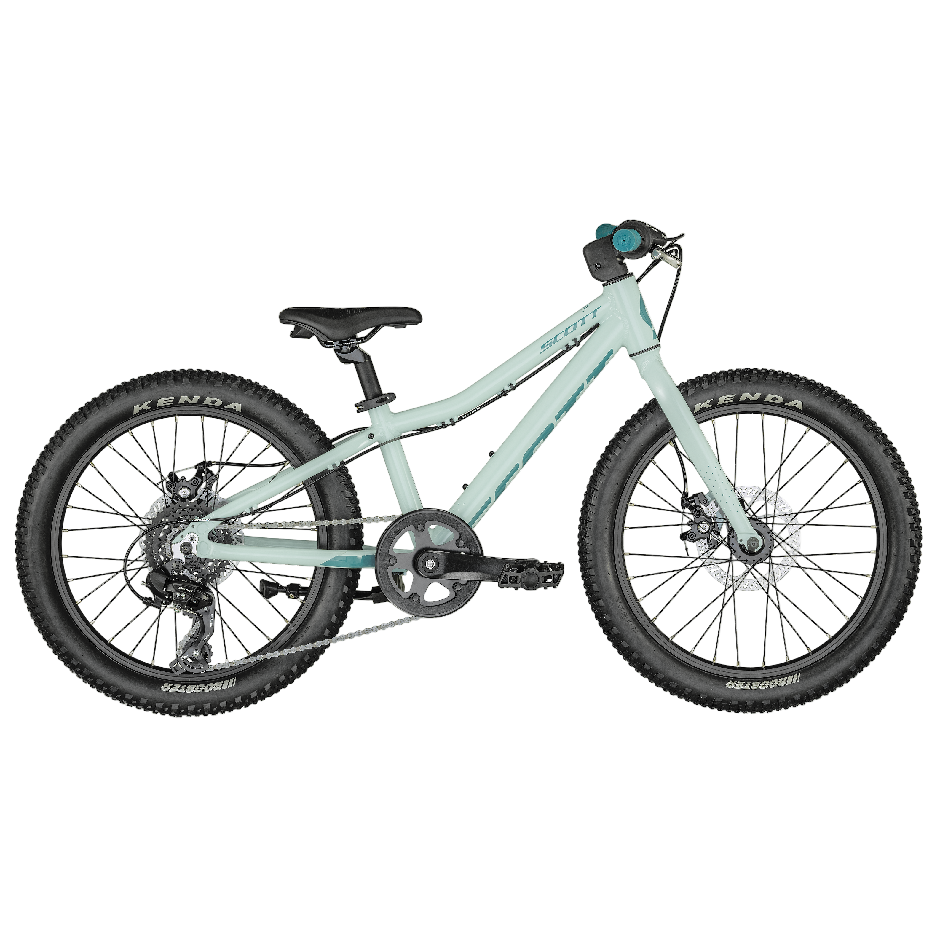 A light blue SCOTT Contessa 20 Rigid mountain bike designed for young riders.